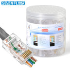 100PCS RJ45 Cat6 Pass Through Connector RJ45 Modular Plugs 1.1mm Hole for Solid or Stranded UTP Cable