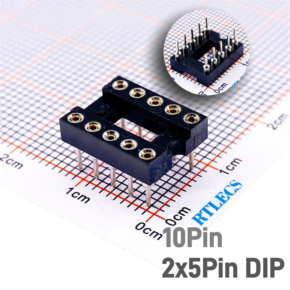 5/50 Pcs 2.54MM Pitch SMD DIP IC Socket Contact Clip Surface Mount Machined Receptacle 4 6 8 10 12 14 16 18 20 24 Pin Row 7.62mm