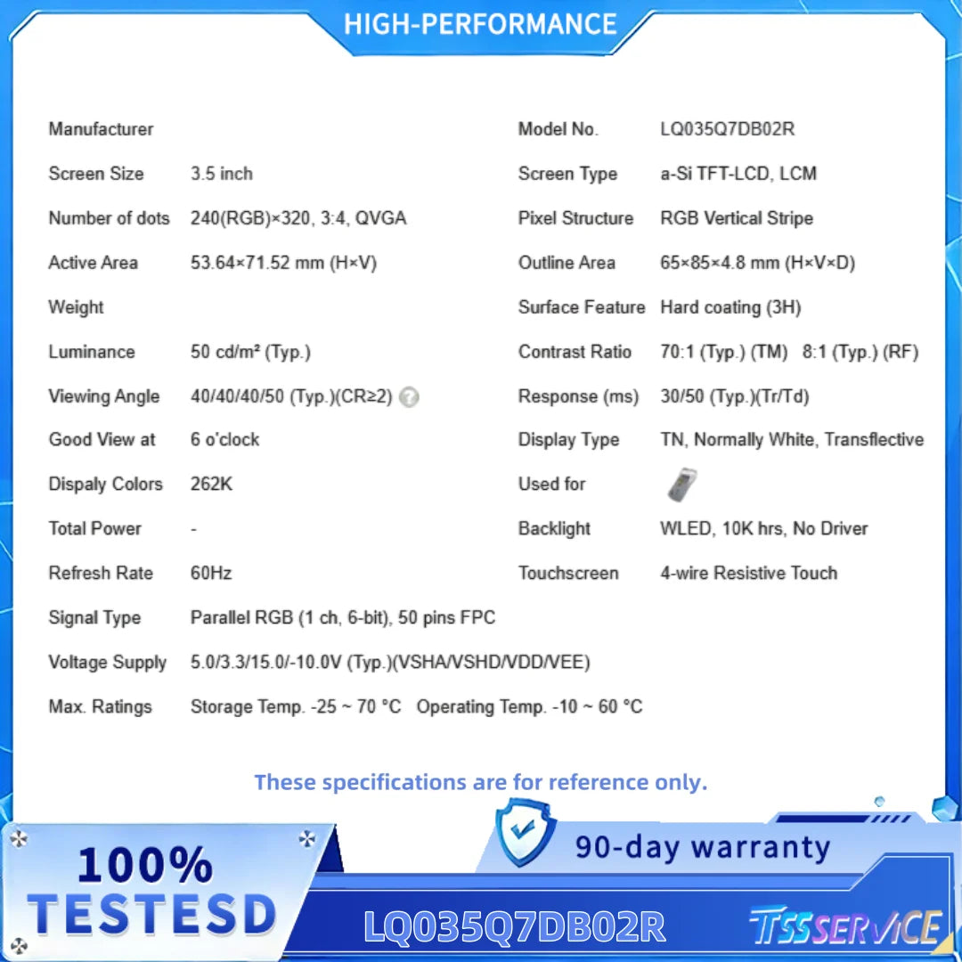 LQ035Q7DB02R 3.5 inch 240*320 Resolution LCD panel fast shipping