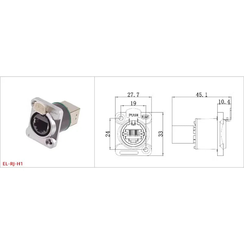CAT6A CAT5E Industrial Micro RJ45 8P8C Shielded D Code Panel Mount Ethernet Socket Right Angle Jack IP67 Waterproof Network Plug