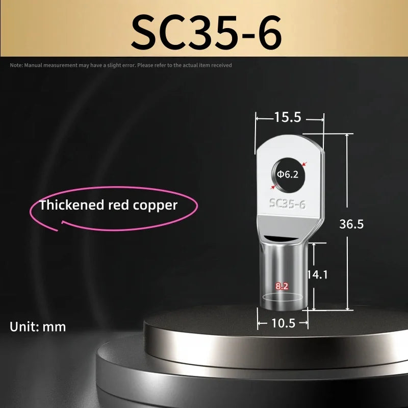 5Pcs-10Pcs Sc Type Cable End Terminal Sc1.5 Sc4 Sc6 Sc10 Sc16 Sc25S Sc50 Sc70 C95 Sc120 Sc150, Bare Copper Battery Block Terminals