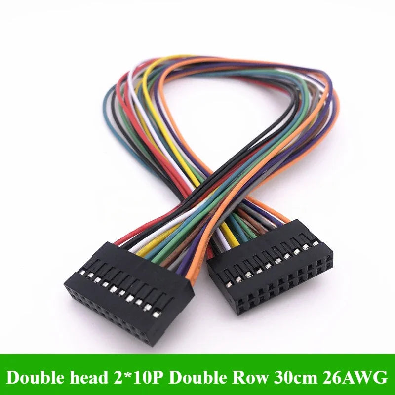 2.54MM Double Row DUPONT LINE Connector Plug With Wire Jumper Cable 30cm 26AWG 2*2/3/4/5/6/7/8/10 PIN Female Single/Double head