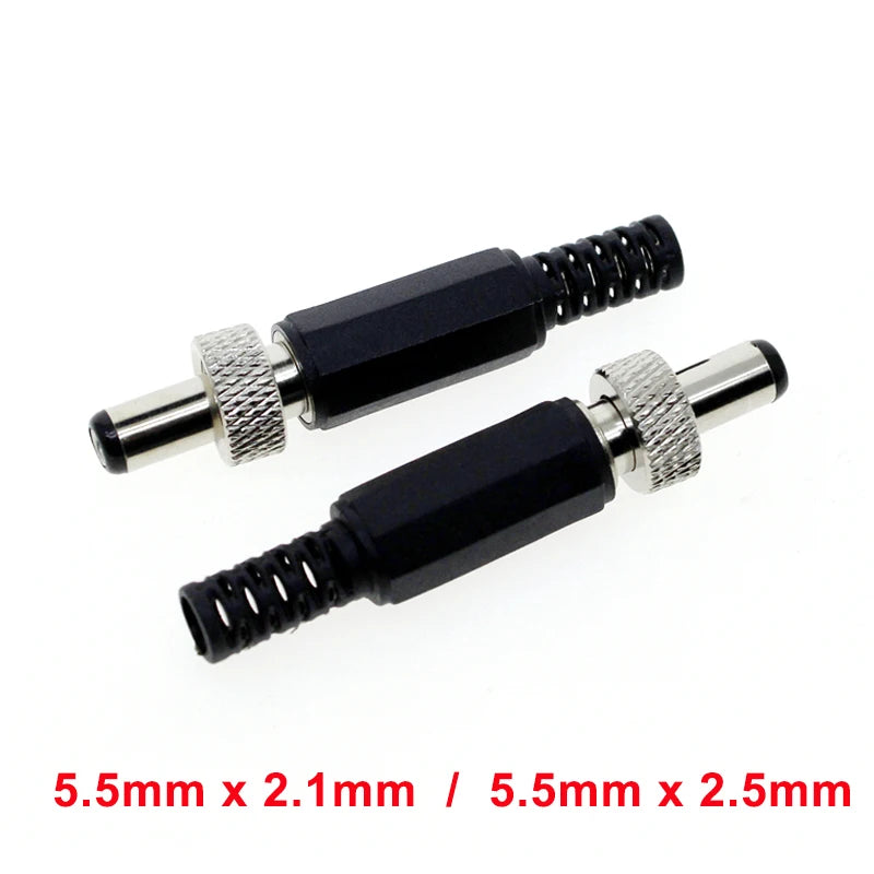 2-10PCS 5.5MMx2.1MM/2.5mm Screw Locking DC Power Connector Female Plug & Metal Panel Mount Socket Locable Secure Standard Plug