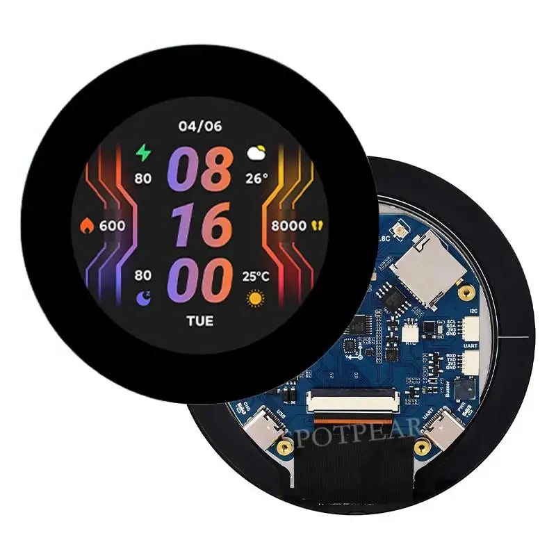 Waveshare 2.8 Inch Round Display ESP32 S3 Development Board 480×480 WiFi BT5 8MB PSRAM 16MB Flash 6-Axis IMU RTC Touch Optional