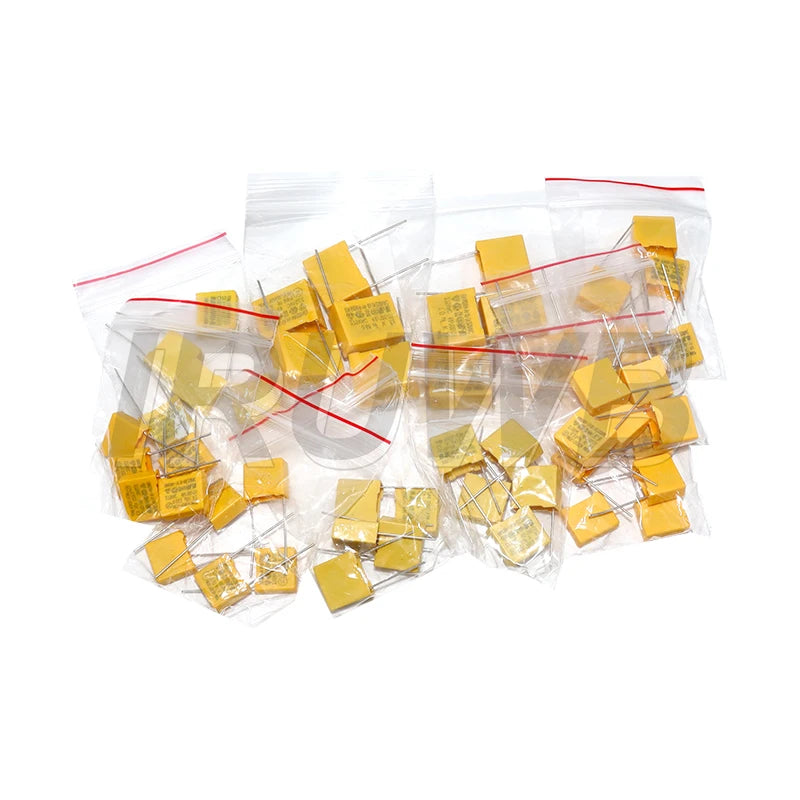 50pcs 275VAC 10Values Each 5pcs 1NF - 1UF Polypropylene Film X2 Safety Capacitor Assorted Kit
