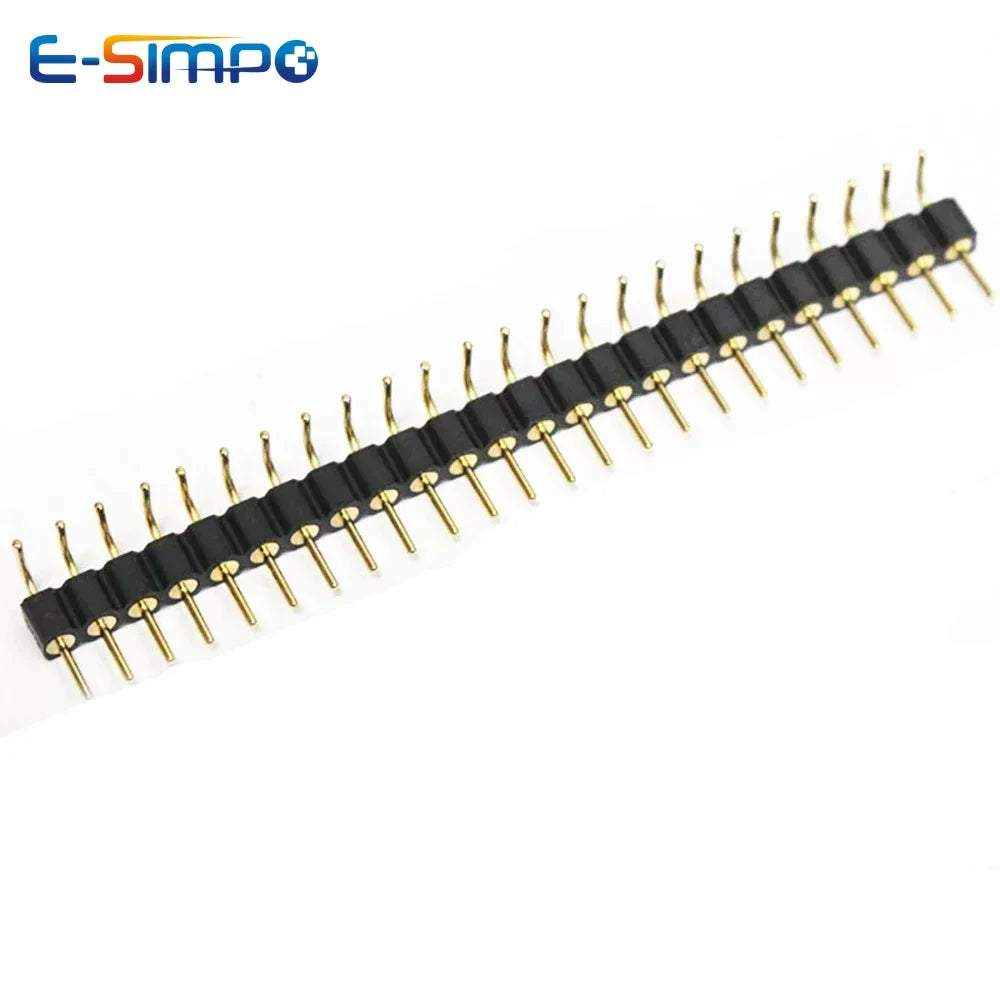 Round Hole 1x2/3-40P 2.54mm Right Angle Single Row RA Pin Header Connector PCB IC Crystal Transistor Female Tin Male Gold Socket