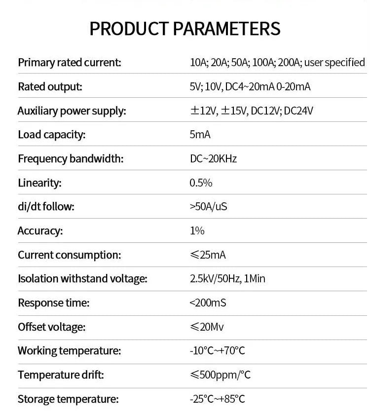 JXK-7 Hall Effect Current Sensor 4~20mA AC 50A 100A 200A 500A 1000A 1500A DC Current Transmitter Split Core Current Transducer