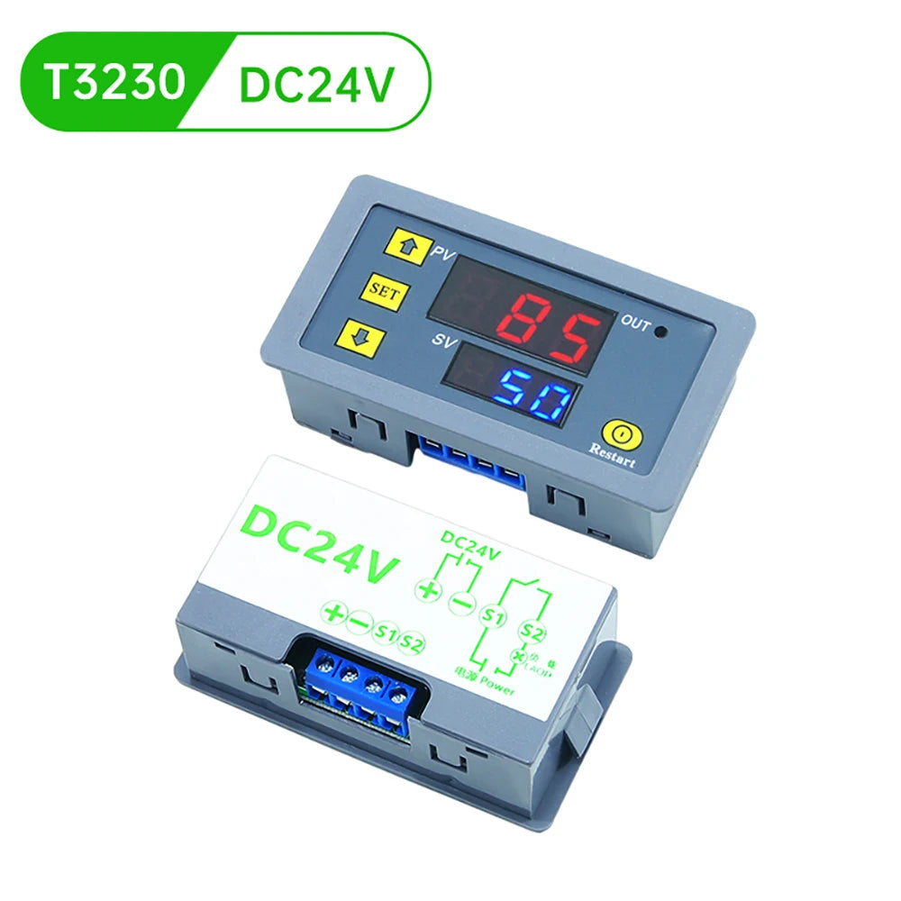 T3230 AC 110-220V DC 12V 24V Digital Delay Relay LED Display Cycle Timer Control Switch Adjustable Timing Delay Relay Switch