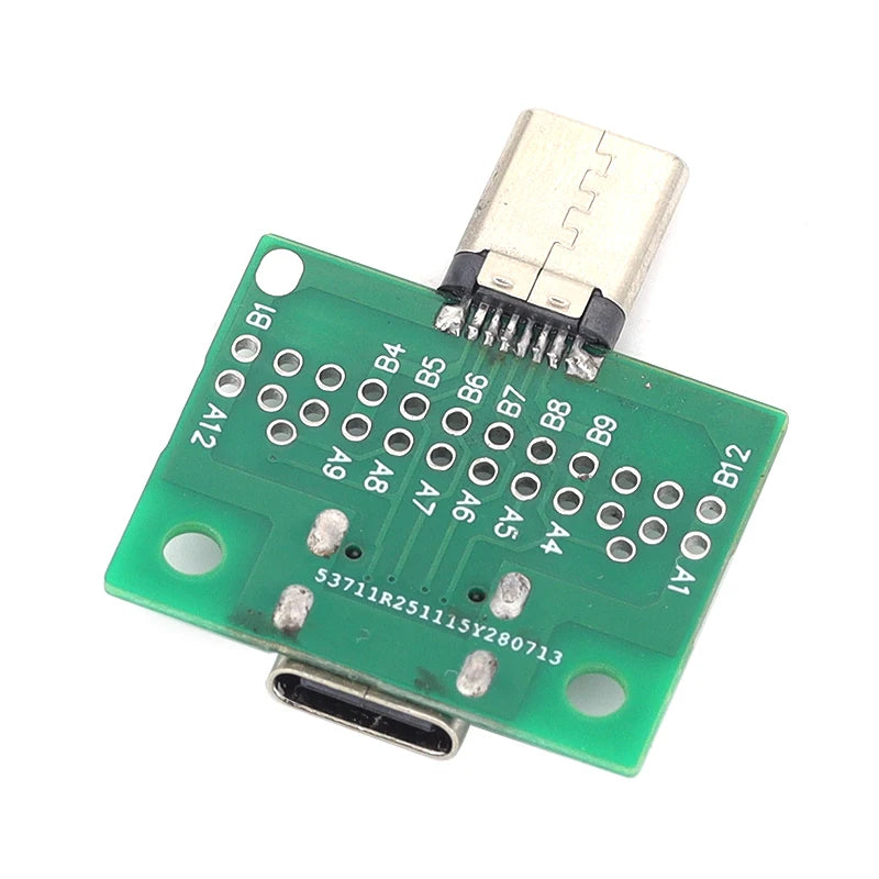 TYPE-C Rotating Mother Test Board USB2.0 Data Male Female Adapter Board 16P Earphone Cable Extension with Solder Pad