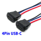 4Pin USB-C Type Waterproof USB Connector Direct Compression Female Base Female Socket Charging Interface with Data Transmission