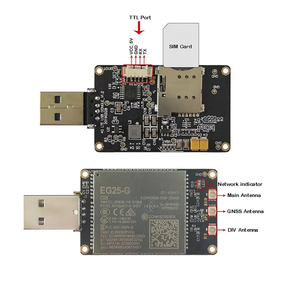 Quectel 4G USB Dongle TTL Uart Global LTE CAT4 Module EC25-E EC25-EU EC25-EUX EC25-J EC25-G EC25-AF EC25-AU EC25-EC Modem Board