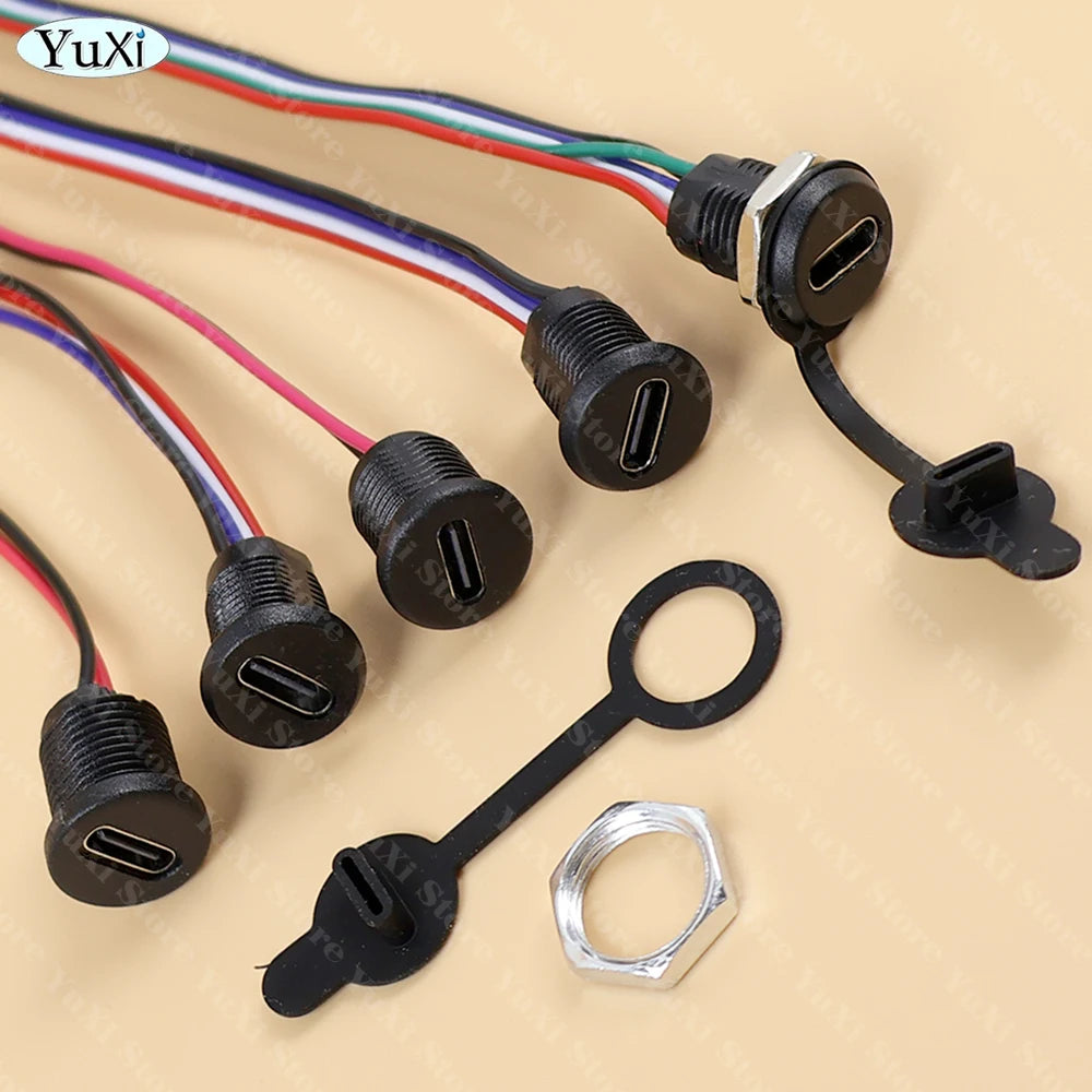 1–20pcs USB-C Type-C Waterproof Connector With Nut Locking Panel Mounting TPC Fast Charging Port Jack Socket 2/4/5/6 Pin PH 2.0