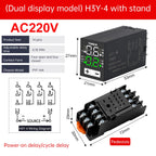 H3Y-4 DC12V DC24V AC220V Liquid Crystal Time Relay Dual Time with Base Small Digital Display Cycle Time Control Delayer