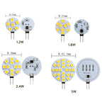 5PCS Mini G4 LED Bulbs DC 12V 5050 SMD 1.2W 2.4W 5W 120 Degree Bi-pin Cold Warm White Halogen Replacement Lamp