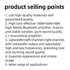 MT21 2.1 Channel Bluetooth 5.0 Digital Amplifier Module 100W+50W+50W Subwoofer Audio Board Treble Bass Adjustment AUX Input for Speaker DIY