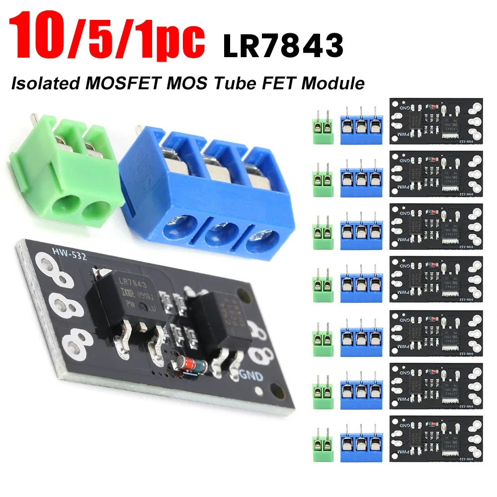 10/5/1PC LR7843 Isolated MOSFET MOS Tube FET Module Replacement Relay Board DC5-30V 161A HW-532B FET Module for Arduino