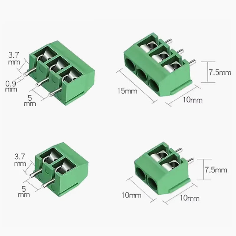 10/20/50Pcs/lot KF301-5.0-2P KF301-3P KF301-4P Pitch 5.0mm Straight Pin 2P 3P 4P Screw PCB Terminal Block Connector Blue Green