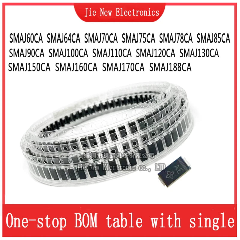 50pcs SMA  SMAJ60CA SMAJ70CA  SMAJ75CA SMAJ85CA SMAJ90CA SMAJ100CA SMAJ120CA SMAJ150CA SMAJ170CA SMAJ188CA 400W Smd Tvs Diode