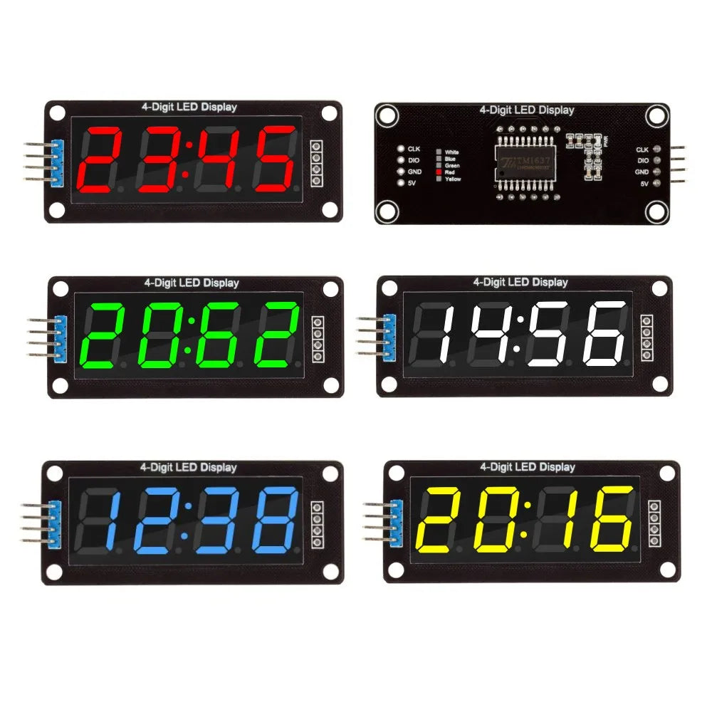 TM1637 LED Display Module for Arduino 4 Digit 7 Segment 0.56 inch Time Clock Indicator Tube Module Red Blue Green Yellow White