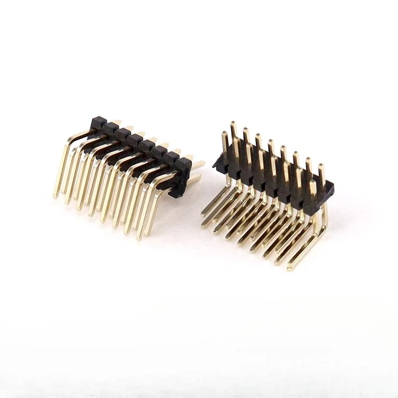 10pcs 1.27mm Pitch Dual Row Bent Right Angle 90 Degree 2*2/3/4/5/6/7/8-50P Dual Row Male Pin Header PCB Board Connector
