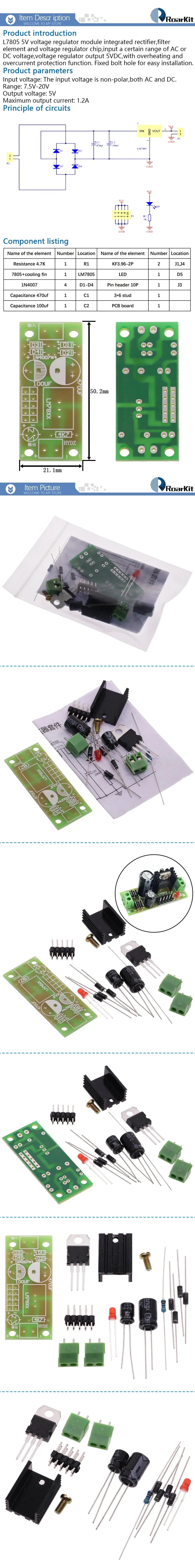 1/5/10PCS DIY KIT LM7805 L7805 DC/AC Three Terminal Voltage Regulator Power Supply Module 5V 6V 9V 12V Output Max 1.2A