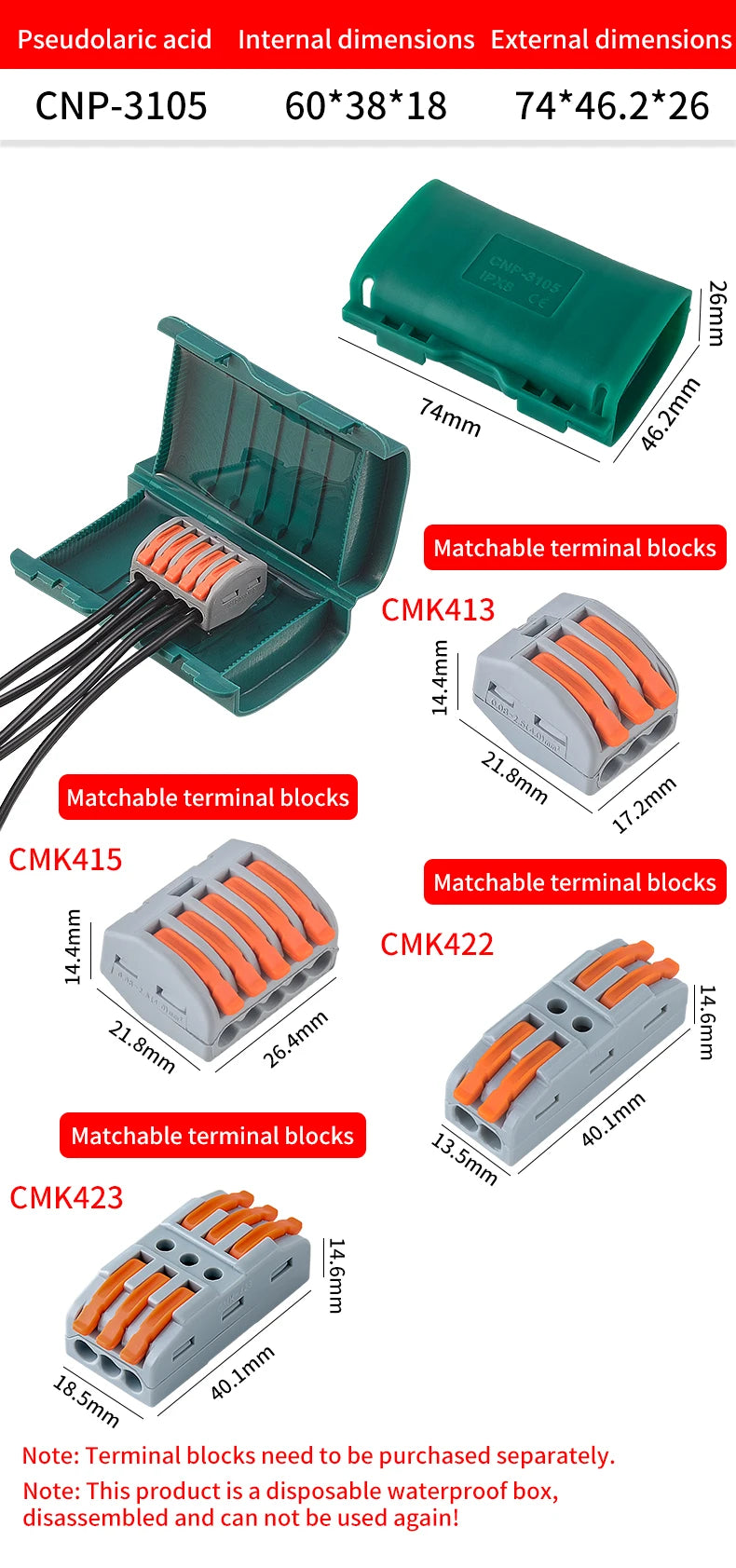 JINH IP68 Mini Gel Wire Connector Junction Box Waterproof 2 3 5 Ports Outdoor Easy Universal Wiring Rainproof Terminal Blocks