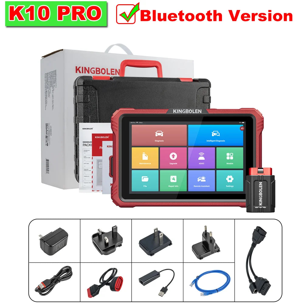 KINGBOLEN K10 Elite / K10 PRO 10" Bidirectional OBD2 Diagnostic Scan Tools Topology Map,40+ Resets,ECU Coding,FCA,CAN FD,DOIP
