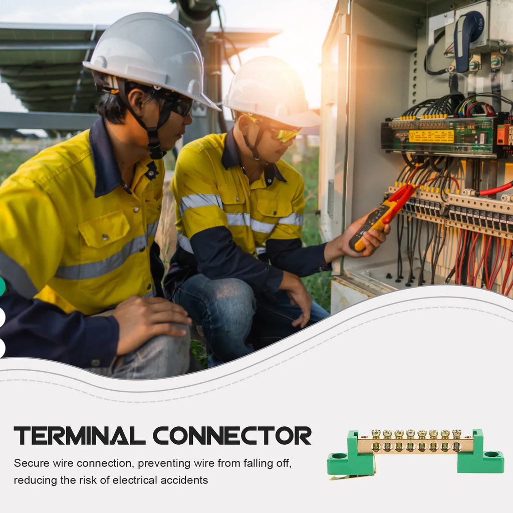 2Pcs Copper Terminal Connector Bus Bar Heavy Duty Ground Bus Bars Electrical Grounding Block Stable Connection for Distribution