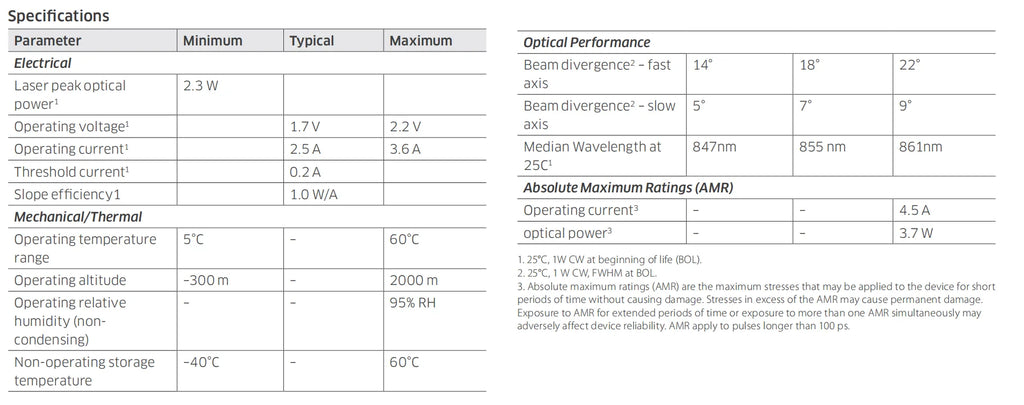 850nm 2.3W Laser Diode Multi Mode 2300mW Infrared High Power LD 855nm 2000mW IR 5.6mm