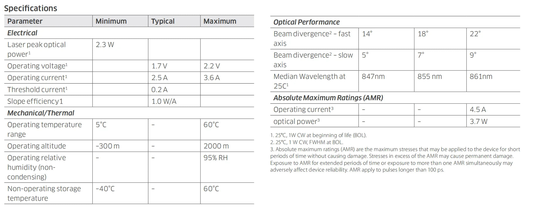 850nm 2.3W Laser Diode Multi Mode 2300mW Infrared High Power LD 855nm 2000mW IR 5.6mm