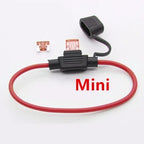 Waterproof 32V Mini Small Medium Auto Fuse Holder 18/16/14/12/10AWG and Car Blade Fuse 2A 3A 5A 7.5A 10A 15A 20A 25A 30A 35A 40A
