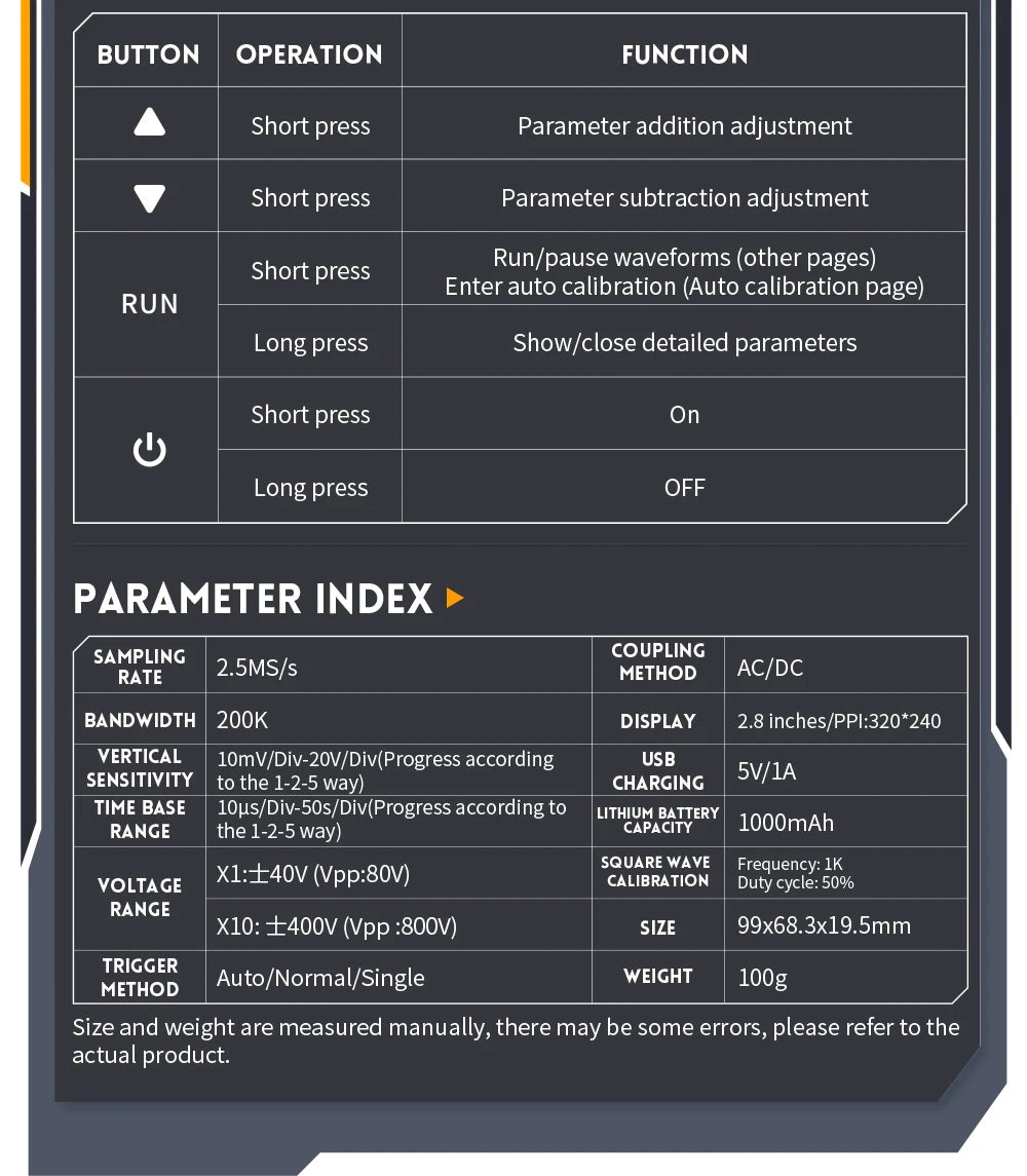 FNIRSI DSO152 TC3 Handheld Digital Oscilloscope With 200KHz/500kHz Bandwidth Supporting LCR Detection Signal Generator PWM Outpu