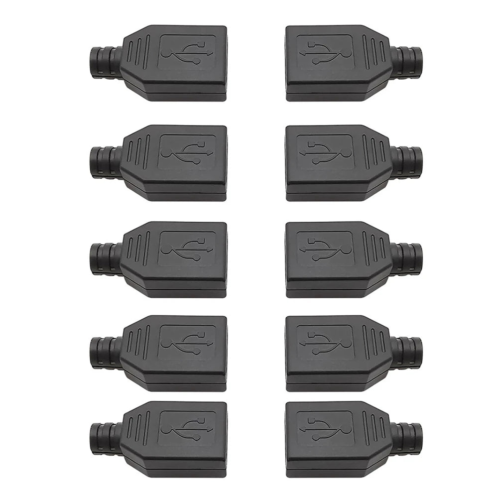 10Pcs USB Type A Connector Male Female 4 Pin Plug Socket With Black White Plastic Cover USB 2.0 Type-A Soldering DIY Kits