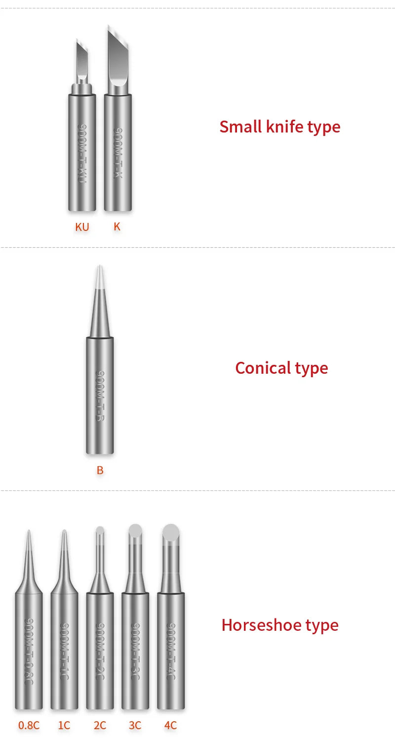 Handif 900M Soldering Iron Tips Lead-Free Pure Cooper Soldering Station Sting 900m Fit 936/937/938/969 Solder Station