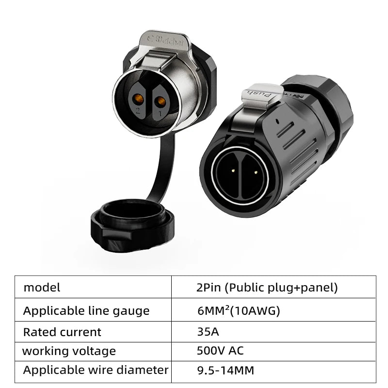 IP68 Power Waterproof Connector Panel Installation, Aviation Plug Socket Cable, Male and Female Heads, No Welding Required