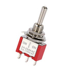 5Pcs Miniature Toggle Switch Single Pole Double Throw ON-OFF-ON /ON-ON 120VAC 6A 1/4 Inch Mounting MTS-102 103