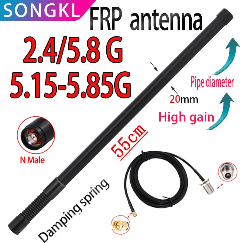 5G High Gain Router Modem Zigbee Antenna 2.4G 5.8G FPR Antenna for Hotspot WiFi Outdoor Signal AP Antenna 5.15-5.85G