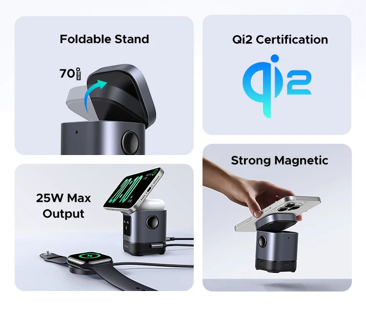 UGREEN UNO Qi2 15W Magnetic Wireless Charger Charging Stand With Cable  For iPhone 16 17 Pro Max For MagSafe Fast Charger