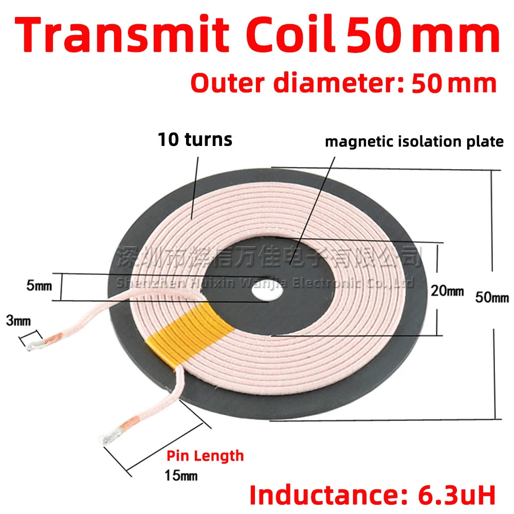5pcs Wireless Charger Transmitter Receiver Coil Qi Standard Wireless Charging Transmitting Receiving DIY PCB Transmit Coil