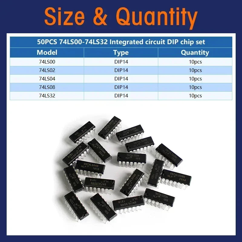 30/50PCS 74HC Integrated Circuit Logic IC DIP DIY Assortment Kit  5 Values and 30 values IC Chip DIP Register Driver Kit