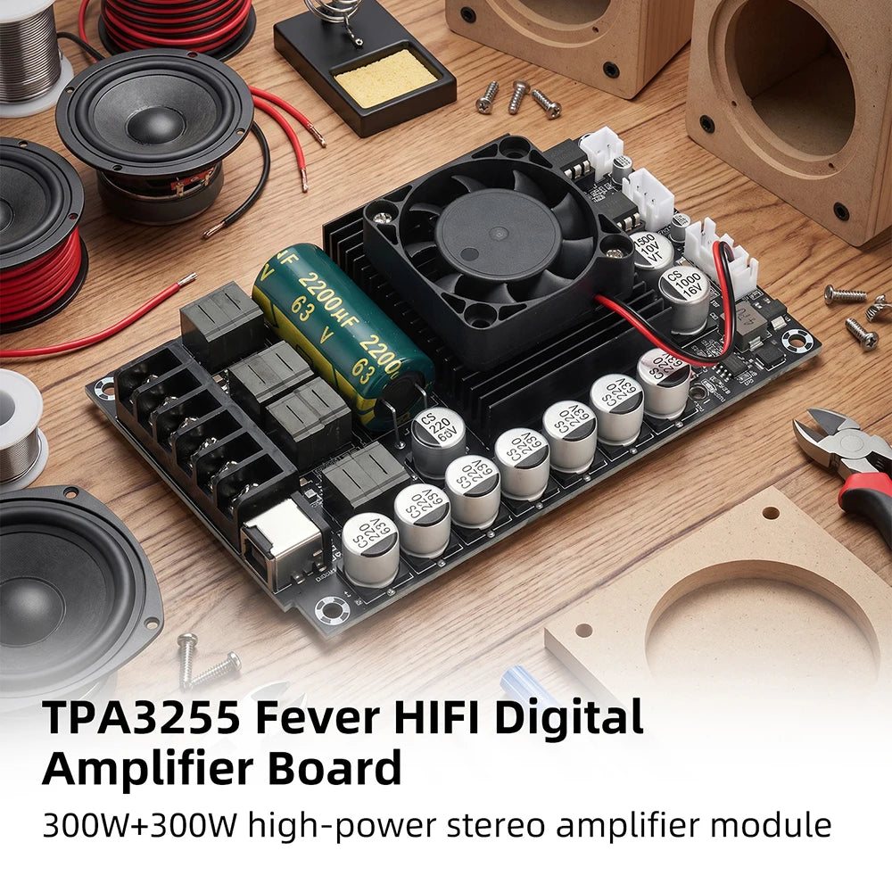 DC 18-55V TPA3255 Fever HIFI Digital Amplifier Board 300W+300W High Power Stereo Amplifier Module No Bluetooth