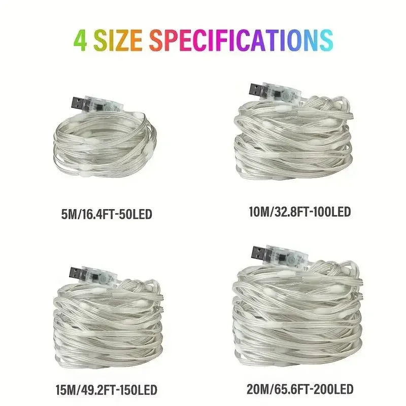 USB 5V Smart RGB-IC Fairy Light String Christmas Lights Decorations Lamp Garland WS2812 Bluetooth APP&Remote Control Addressable