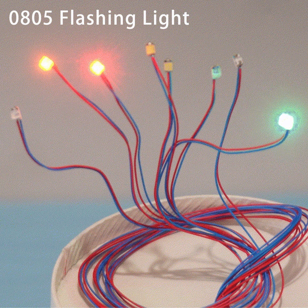 10pcs Flashing LED SMD 0805 3V Lamp Model Train Pre-soldere 30cm Connection Train Railway Layout/Starship/Robot/Cars Scene Decor