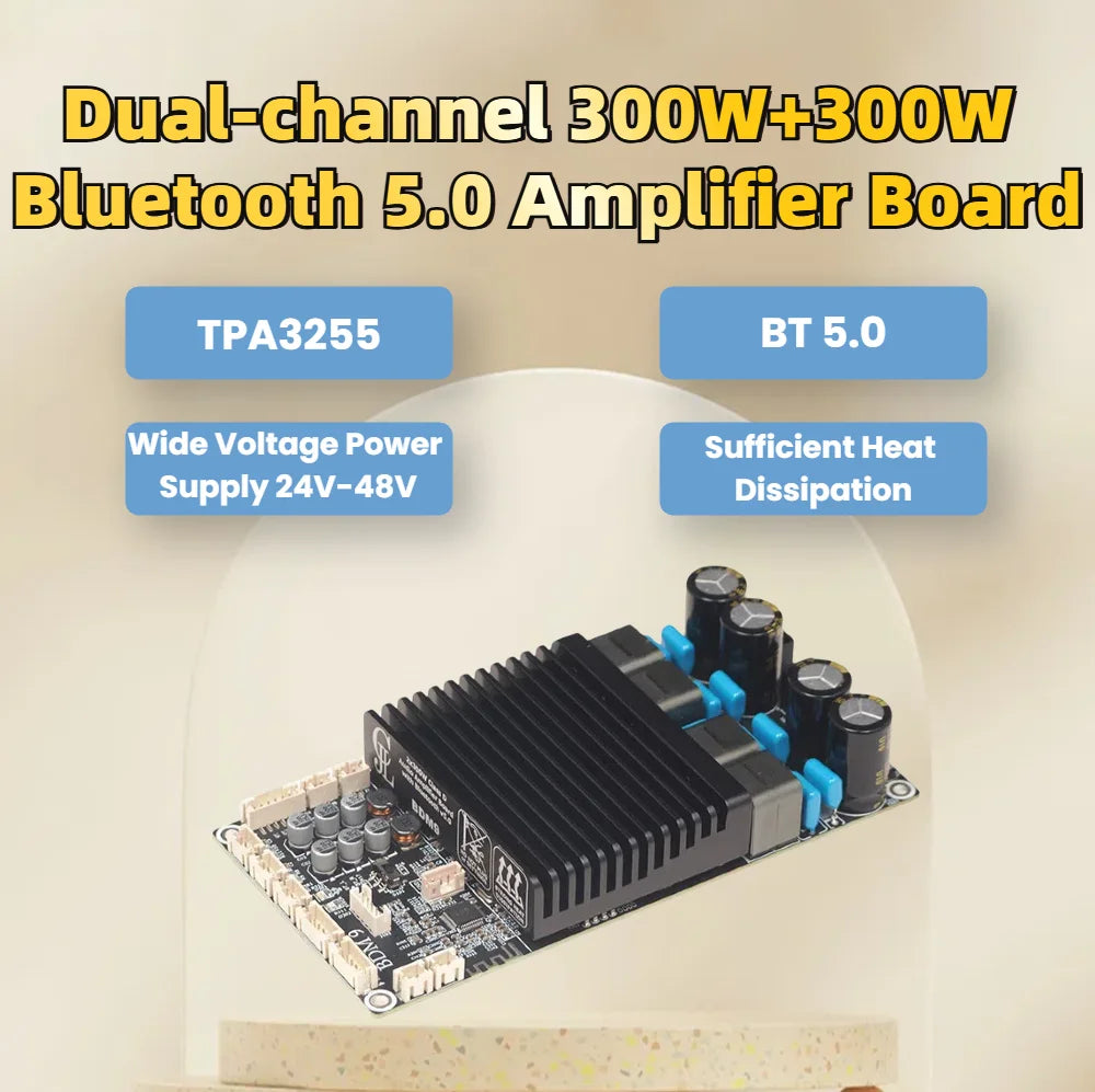 BDM9 TPA3255 2x300W Bluetooth Power Amplifier Board BT5.0 Stereo High Power Adjustable Tweeter PC UI