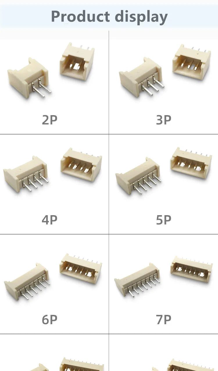 50pcs Micro JST MX1.25 Straight needle/curved needle Connector 2Pin~12Pin Male Pin Header Right Angle 90°/180° 1.25mm Pitch