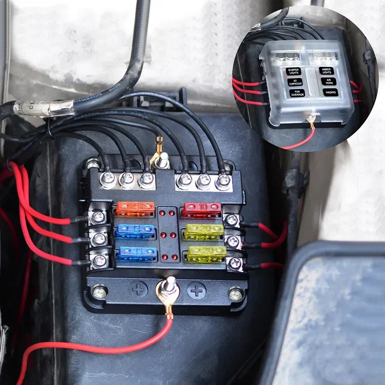 6/12 Way Blade Fuse 12-24V Car Boat Fuse Box Holder with Plastic Cover for Power Panel Board Camper RV Accessorie