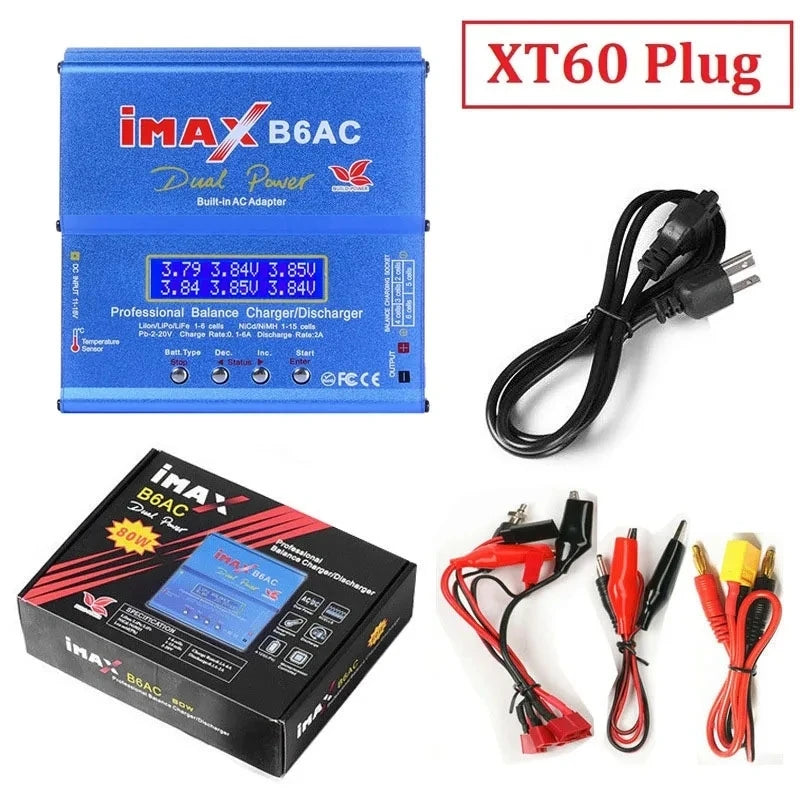 80W IMAX B6 AC 2.0 RC Battery Balance Charger B6AC 2.0 7A For LiHv Lipo NiMH Li-ion Ni-Cd Digital LCD Digital Screen Charger
