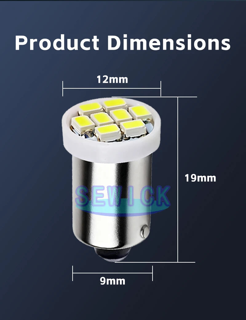 100PCS AC 6.3V BA9S 8SMD 1206 LED AC 6V 6.3V DC 12V For Pinball Machine White Blue Red Green Yellow