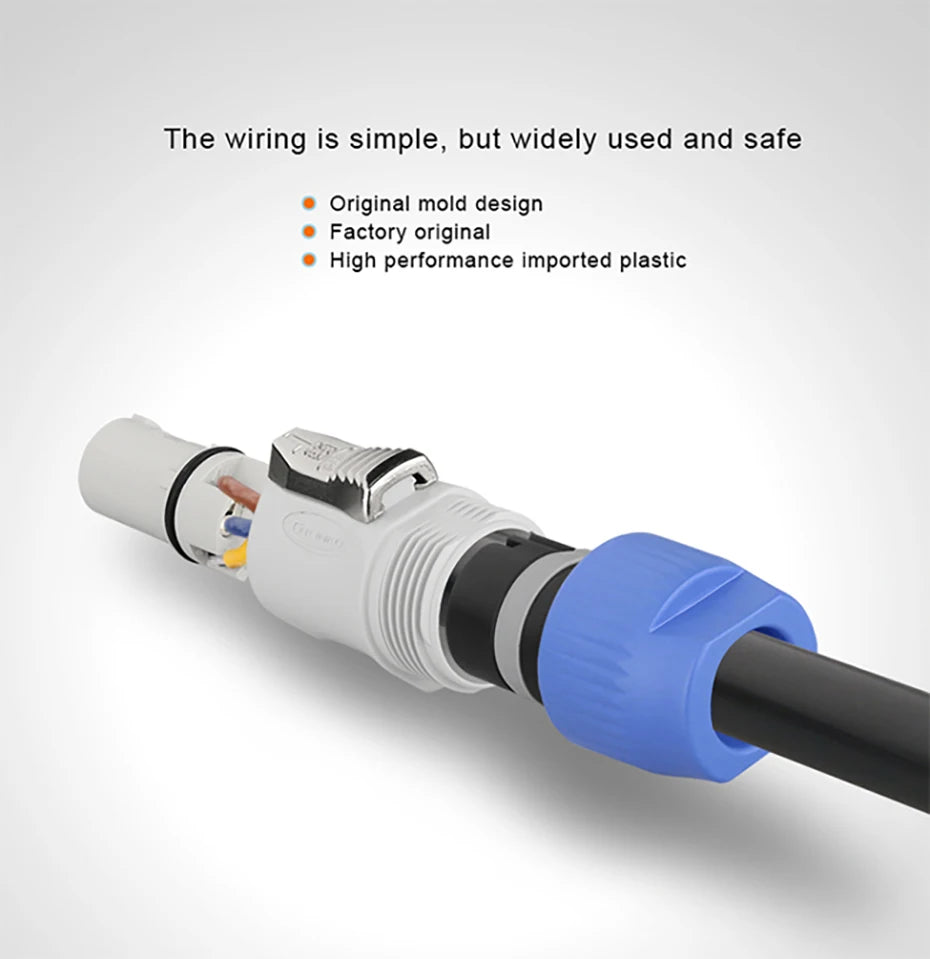CNLINKO M24 Industrial Power Connector PBT 3 Pin 20A 500V Waterproof Snap-Latch Locking for LED Display Stage Lighting & Theater