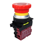 30mm LA36M Plastic Mushroom E-stop Switch Emergency Stop Push Button Switch Latching Self Locked with Red LED Light 12v 24v 220v